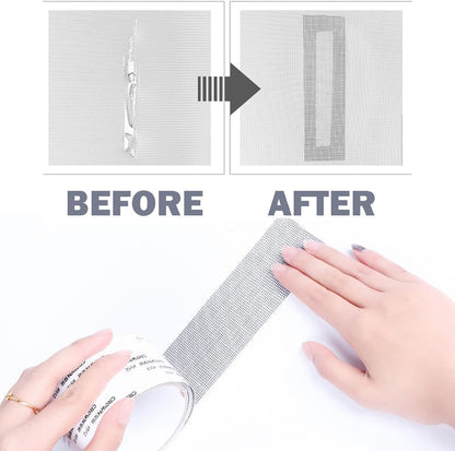 Window Screen Repair Kit, 2inch X 6.5ft Screen Patch Repair Kit, Window Door Mosquito Net Mesh Broken Holes Repair(Black)