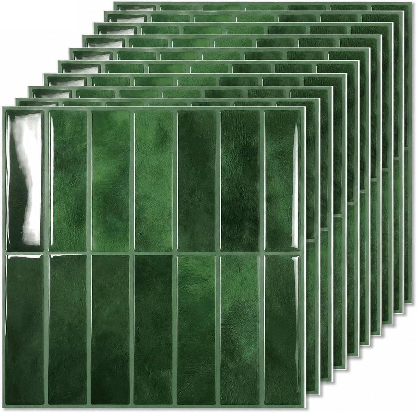JOLOV 10 Pack Peel and Stick Backsplash Tiles, Waterproof 3D Stickers | Thicker self-adhesive 3D tile stickers for kitchen and bathroom walls; removable, waterproof and easy to install.