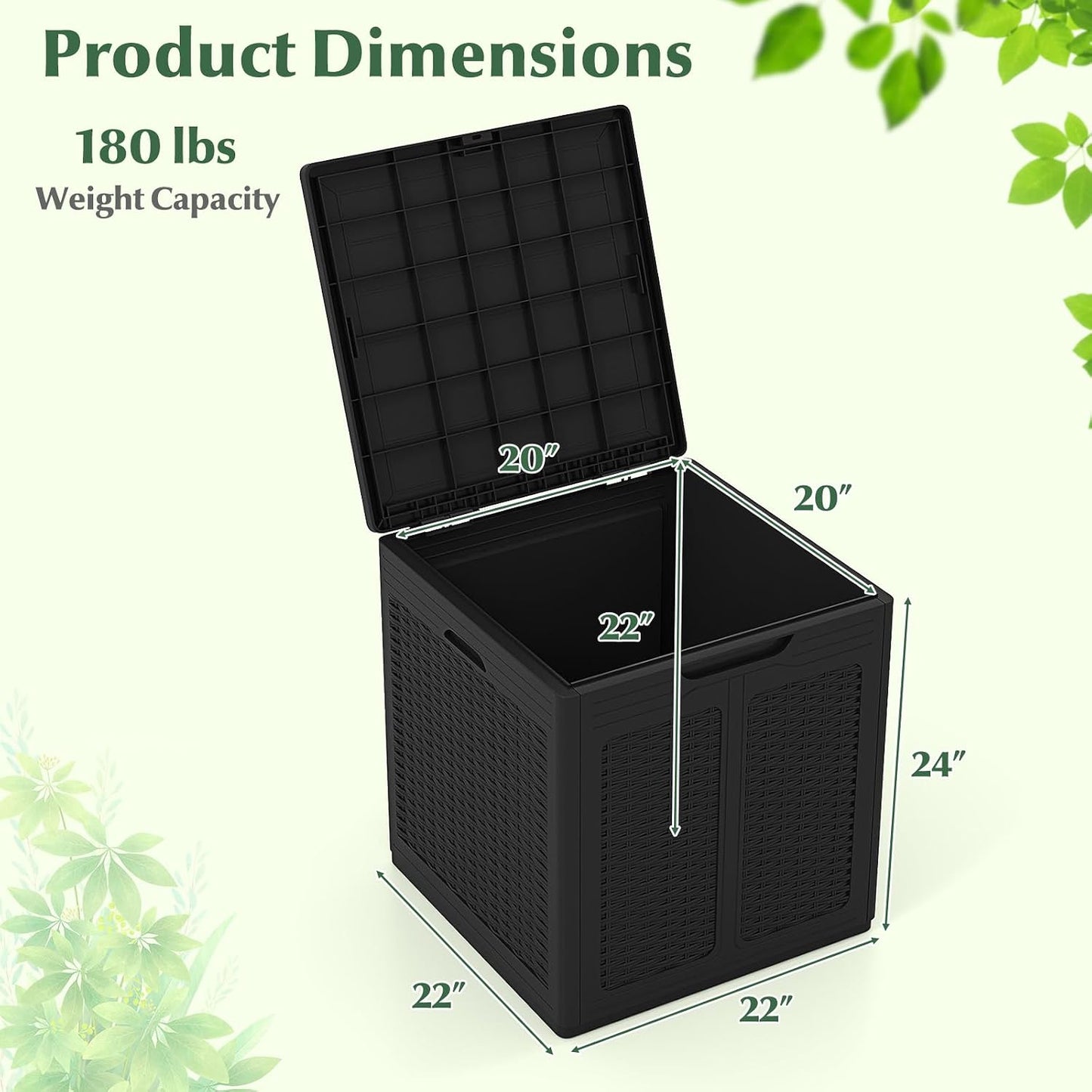 Tangkula 25 Gallon Waterproof Outdoor Storage Box with Lockable Lid | PP Resin, Wicker Patterned, Indoor Outdoor Use, Portable, Versatility, for Deck, Pool, Patio Cushions, Garden Tools