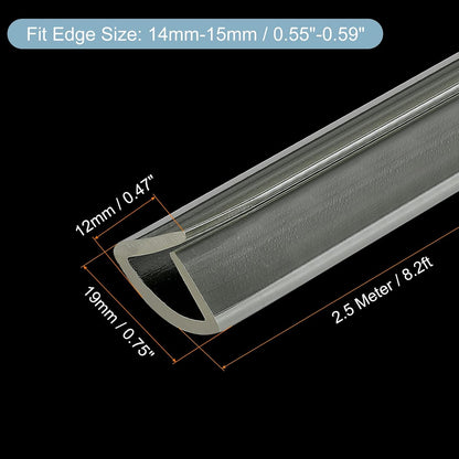 uxcell U Channel Edge Trim, 4.9ft Length Soft Rubber Guard Seal Strip Edge Protector Fit for 1-2mm Edge, (9/32" W x 5/32" H) Clear