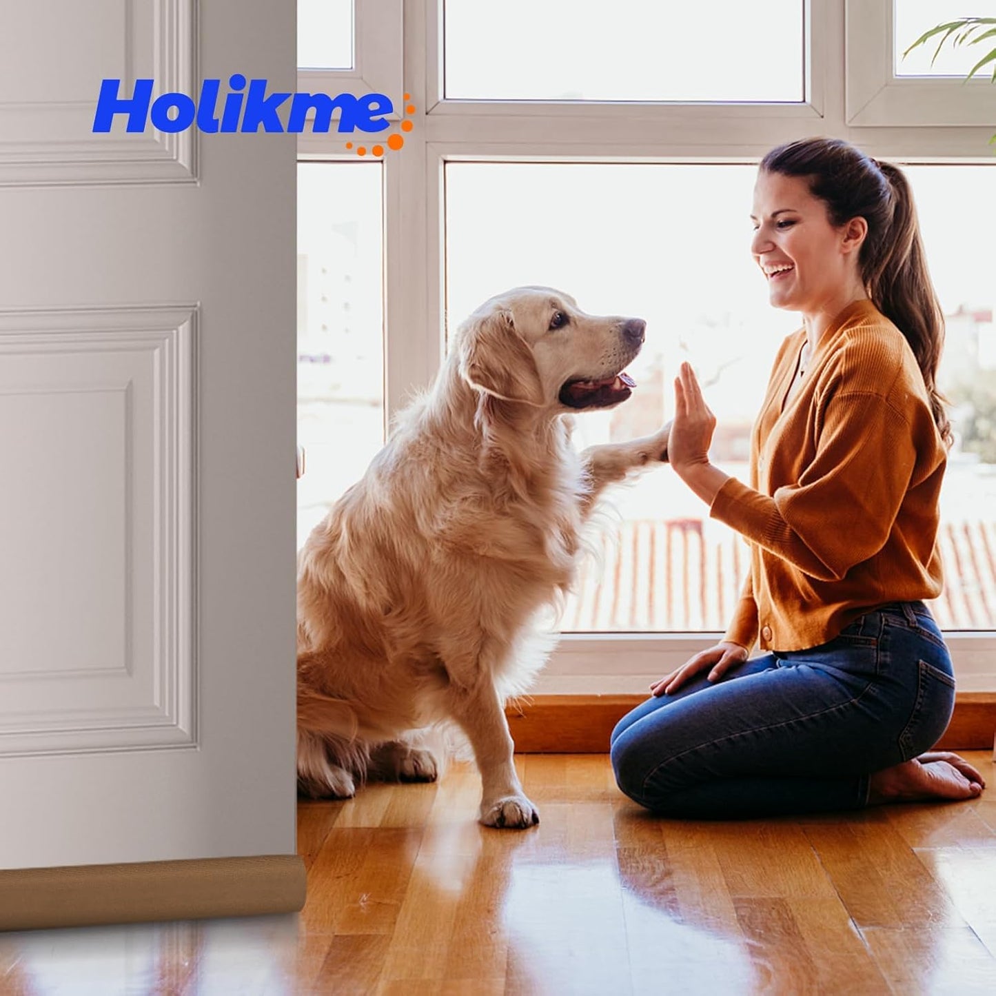 Holikme Door Draft Stopper Door Sweep Weather Stripping Noise Blocker Window Breeze Blocker Adjustable Draft Door Closers, Grey
