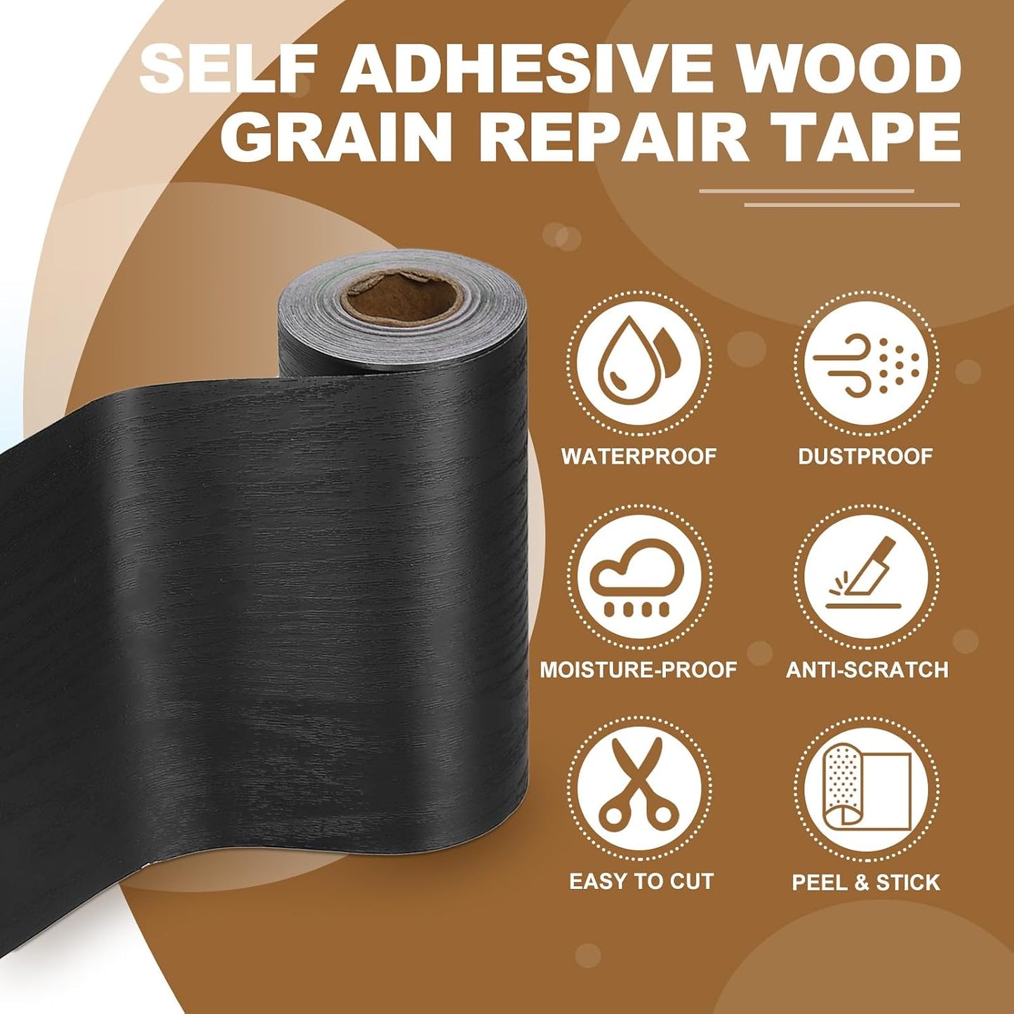 PATIKIL Self Adhesive Wood Grain Repair Tape 33'x 3", Multi-Use Realistic Wood Grain Repair Patch for Furniture Floor Door Table Chair Windows Handicraft DIY, Yellow Teak