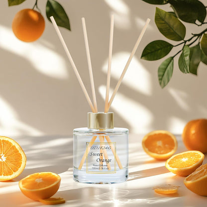 100ml Scent Diffuser with 6 Fiber Sticks, 3.5 oz Reed Diffuser Set Aromatherapy Fragrance Diffusers Air Fresheners for Home Bedroom Bathroom (Coconut)