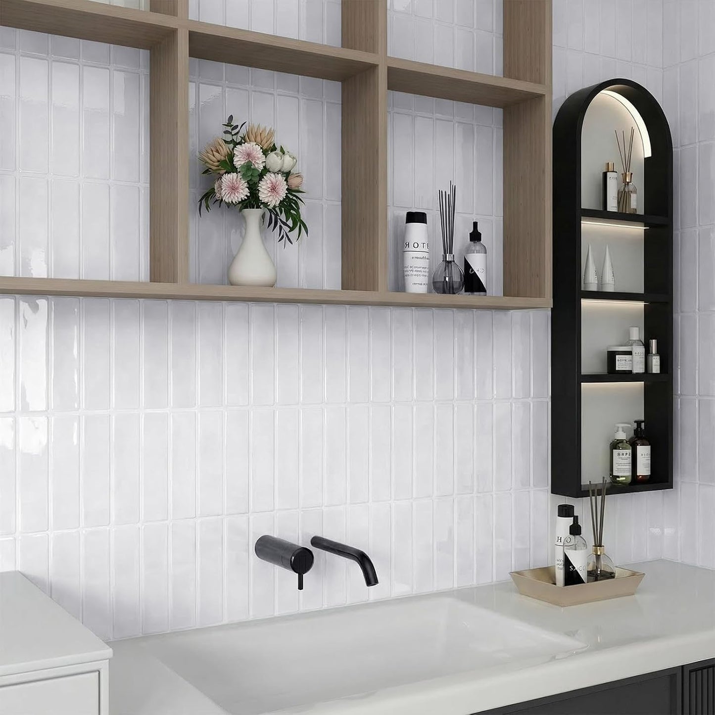 Peel and Stick Backsplash Tile for Kitchen, 10 Sheets, 11.42''x9'' | Beige Gray 3D Self Adhesive Wall Tile Back Splash for Kitchen, Bathroom, Laundry Room