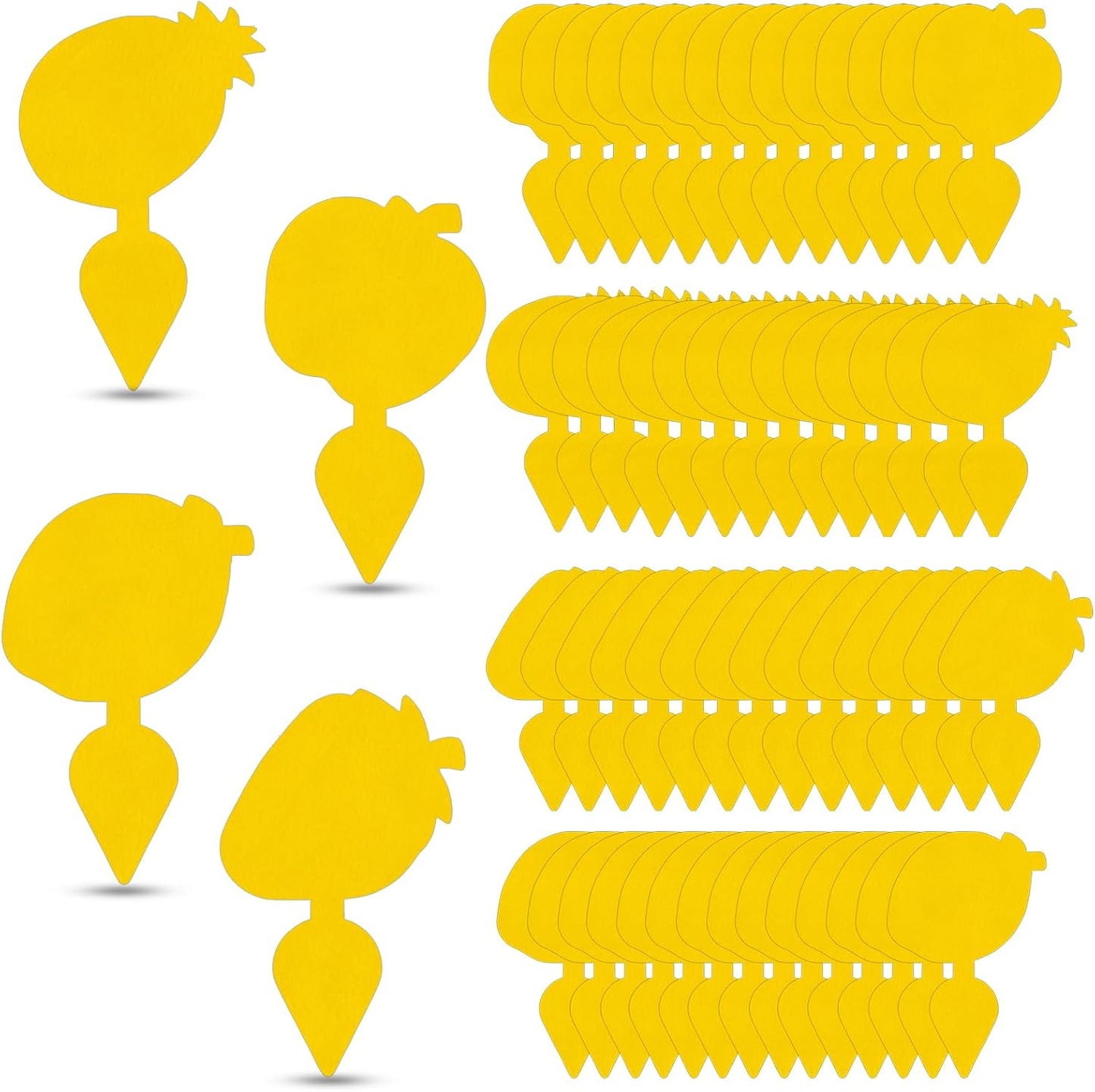 60 Pack Fruit Fly Traps Fungus Gnat Traps, Fruit Shape Yellow Sticky Bug Traps for Indoor Outdoor Plants, Dual-Sided Sticky Traps for Whiteflies, Aphids & Flying Insects