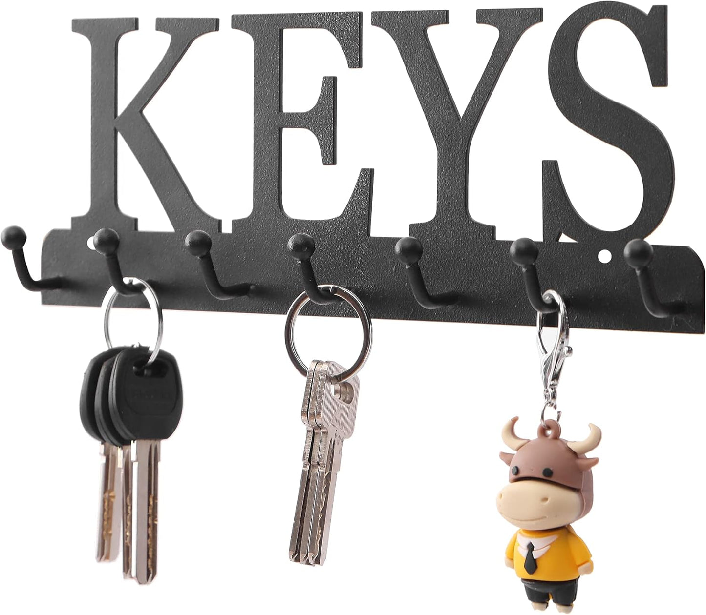 Lixgifts Key Holder Wall Mounted Key Hooks for Wall Decorative with 7 Hooks Black Metal Key Organizer Rack Hanger for Entryway, Front Door, Hallway, Office 10X3.7 inches
