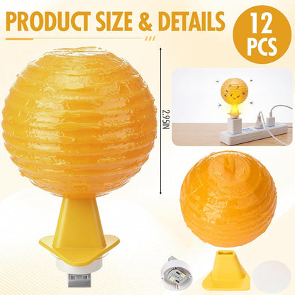 12 Pcs Yellow Sticky Fly Trap Balls Indoor with Light Fruit Fly Gnat Killer 360° Sticky Glue Ball for Indoor Outdoor Plants Gnat Catching, Kitchen, House Plants, Bathroom, Drain