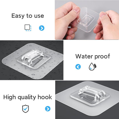 Shower Caddy Adhesive Replacement Flat, Transparent Adhesive Hooks | No Drilling, Waterproof, for Shower Caddy, Strong Bathroom Storage Shelves and Kitchen Racks (Double*8pcs + Single*4pcs)