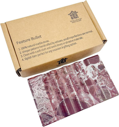 WeDoDecor Real Marble Soap Dish for Shower Stone Tray Small Bar Soap Holder with Self Draining | Non-Slip, Luxury Bath Room Accessories (White)