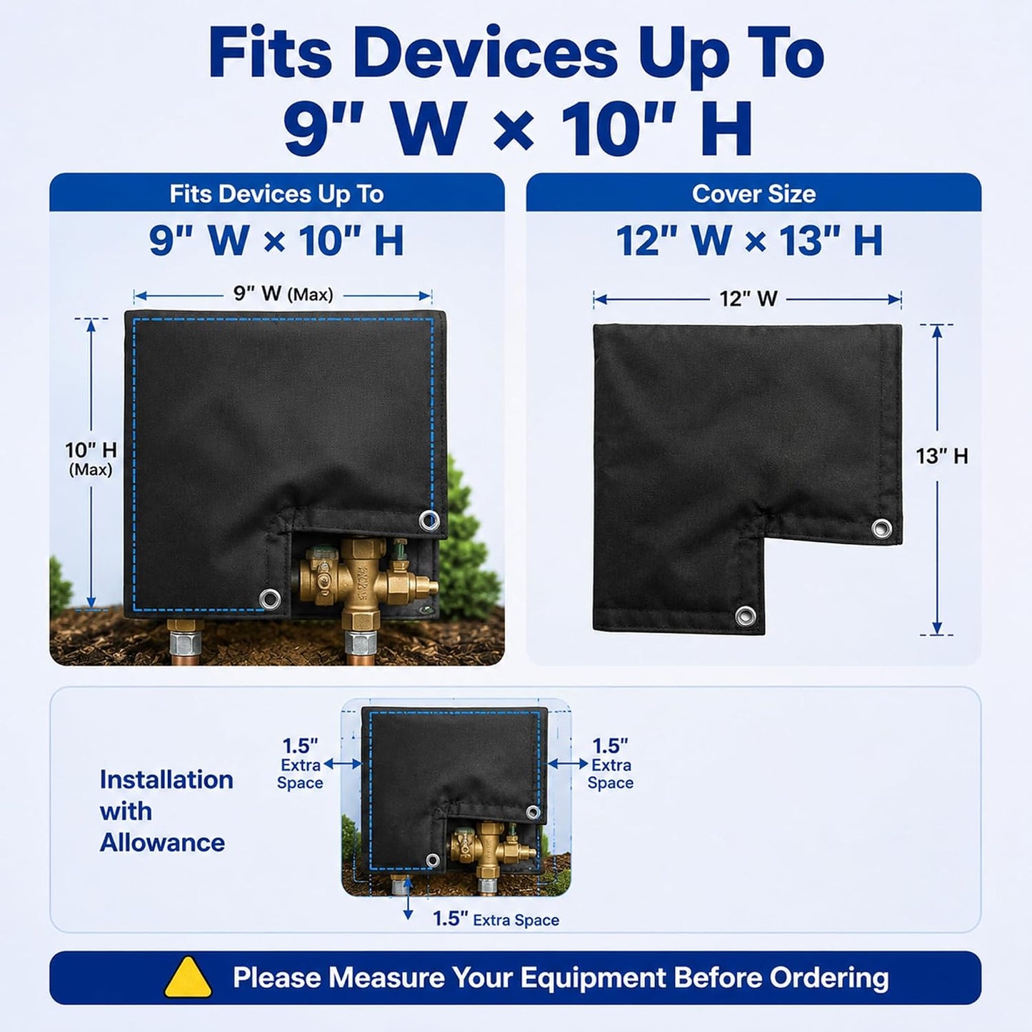 Outdoor Faucet Cover for Winter, Insulated Backflow Cover Freeze Protection | Fits Up to 9” W x 10” H