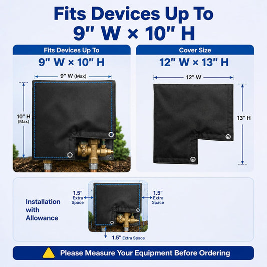 Outdoor Faucet Cover for Winter, Insulated Backflow Cover Freeze Protection | Fits Up to 9” W x 10” H