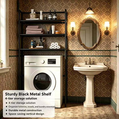 Laundry Room Organizer 3-Tier Freestanding Over Washing Machine Shelf | Black