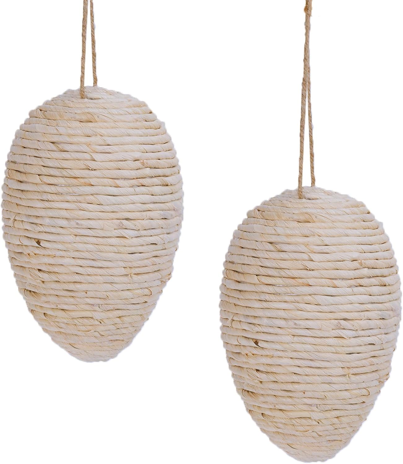 Brownlily Woven Corn Husk Wasp Nest - Sturdy Foam Core Holds Shape, Waterproof Hanging Hornet Deterrent for Patio, Garden, Porch - Rope Woven