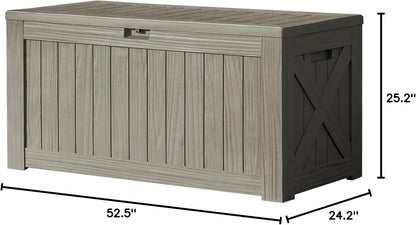 Devoko 120 Gallon Deck Box Resin Outdoor Storage Box Waterproof for Patio, Large Outdoor Storage Bench Lockable for Outside (Black)