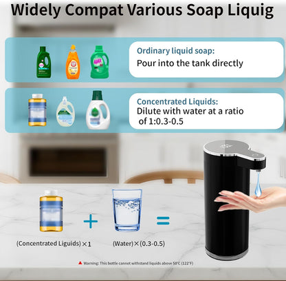 Automatic Foaming Soap Dispenser,Touchless Foam Soap Dispenser,12oz Rechargeabled Wall Mounted Smart for Bathroom and Kitchen Dish Soap,Easy for Toddlers（Brushed Silver）