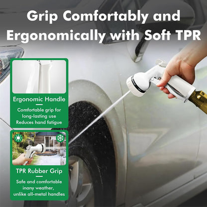 RESTMO Garden Hose Nozzle, Heavy Duty Metal Water Hose Nozzle with 7 Adjustable Spray Patterns, High Pressure Hand Sprayer with Flow Control for Watering Plants & Lawns, Washing Cars & Pets