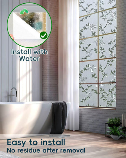 Frosted Glass Window Privacy Film Decorative with Tools, 2 Way Frosting Privacy Film for Glass Door, Static Cling Tint for Home Anti-UV, Covering Clings 23.6" by 77"