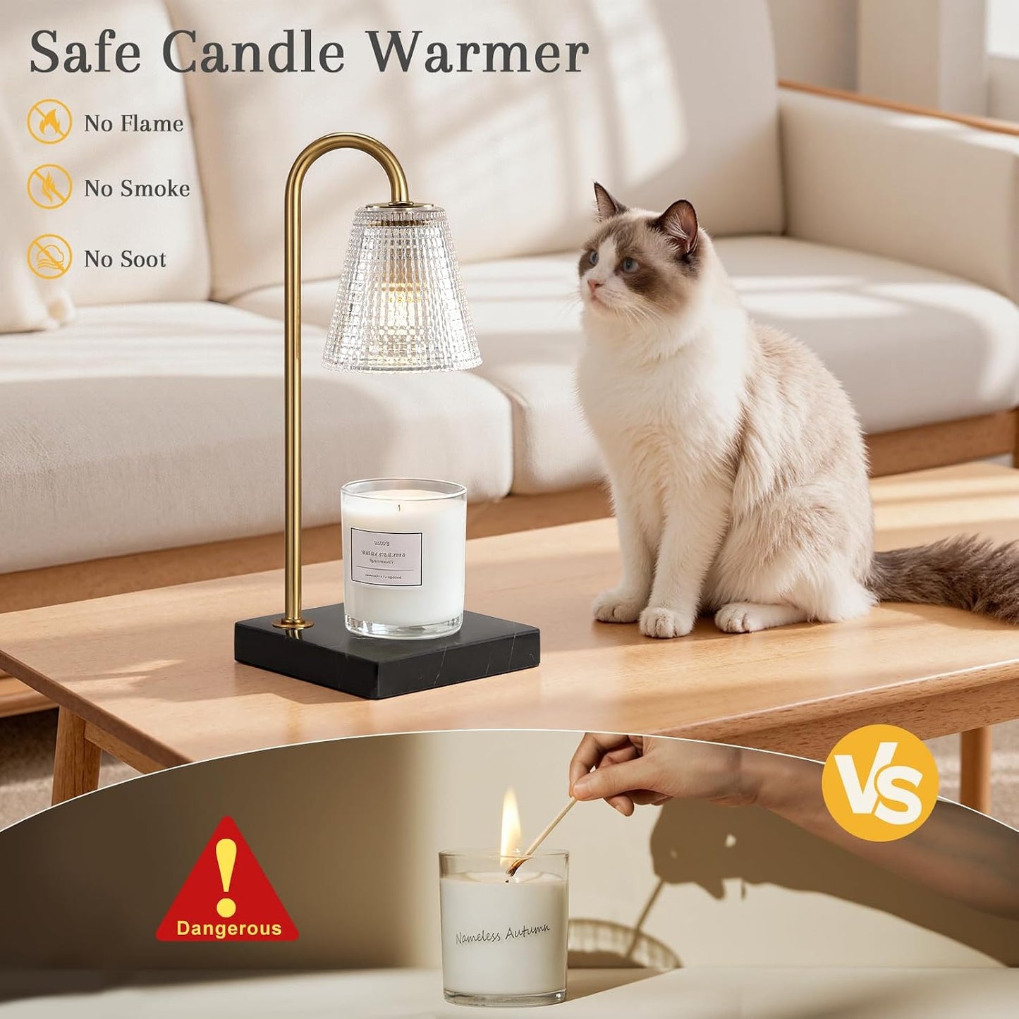 Hong-in Candle Warmer Lamp with Timer-Dimmable Adjustable Height Candle Lamp Warmer, Birthday Gifts for Women Mom Her, Housewarming Office Home Decor,Wax Warmer for Scented Wax Jar Candles