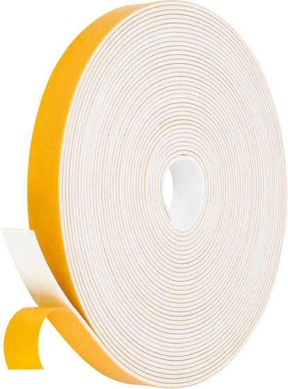 16Feet Weather Stripping Seal (1/2 Inch X 1/4 Inch) for Door Window, High Density Foam Tape, Soundproofing, Insulation Strip, Door Sealers for Door Frame- White