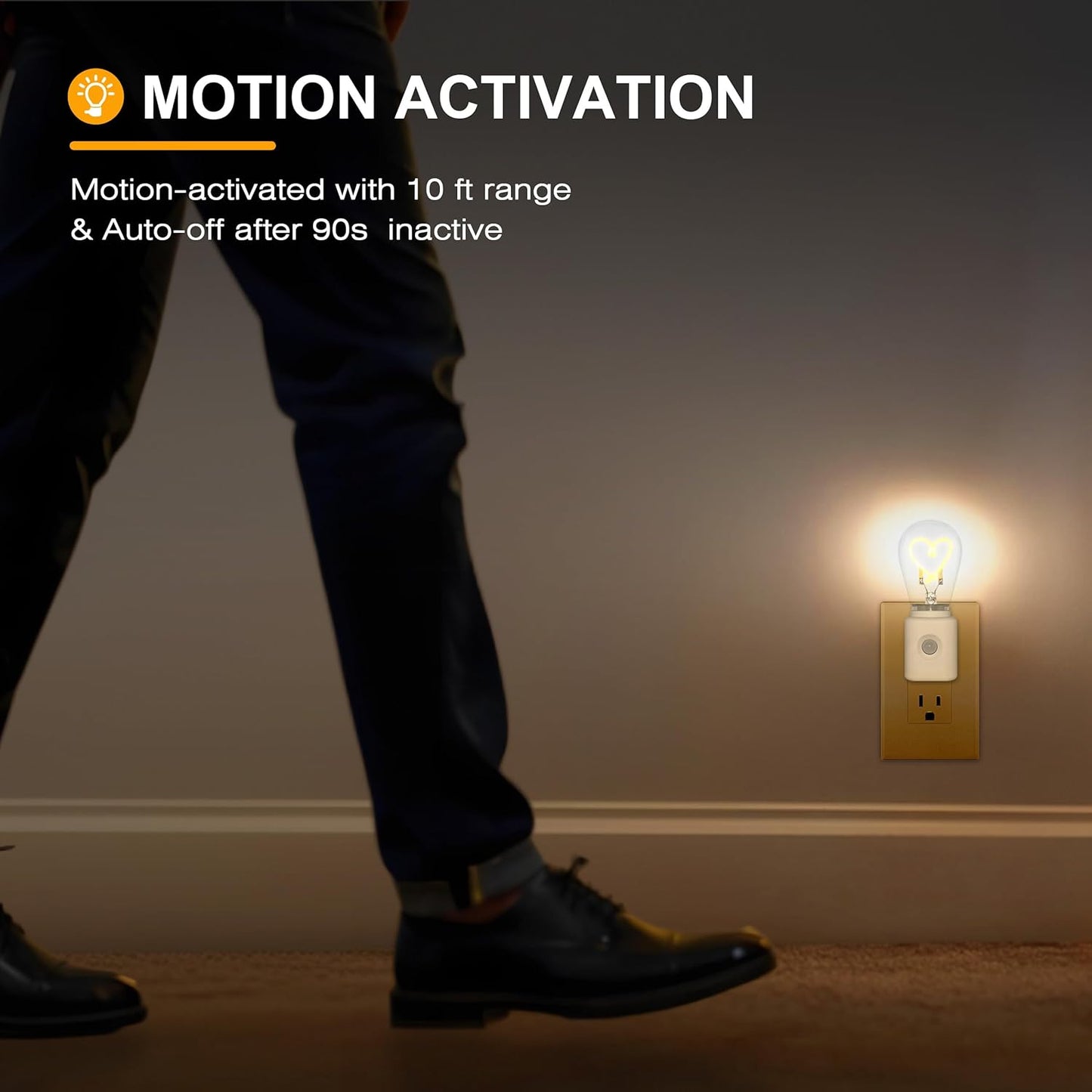 LED Motion Sensor Night Light, [1 Pack] Motion Activated Night Light, 2200K Amber, Adjustable Brightness, Motion Sensor Light Indoor Plug in for Nursery, Kids, Bedroom, Bathroom Nightlight