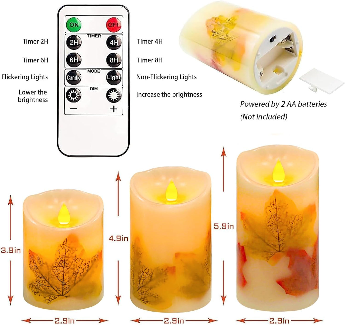 Flameless Candles Lights, Set of 3 Flickering LED Candles with Remote & Timer, Dimmable Electric Pillar Candles Battery Operated, Green Candles for Home St. Patrick’s Day Christmas Decor (Green)