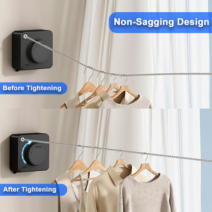 Retractable Clothesline Indoor & Outdoor, 16.2Ft Non-Sagging Stainless Steel Laundry Line with Wall Mounted Heavy Duty Design, Space-Saving Drying Rack for Bathroom, Balcony(1, White)