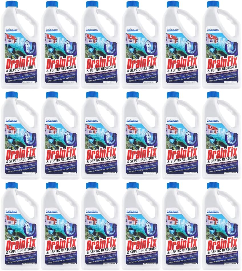 DrainFix & Septic Restorer – 32 oz Enzyme Septic Tank Treatment & Drainfield Restoration – Organic Drain Cleaner for Sewer Lines, RV & Home Plumbing – Safe for Pipes & Septic Systems