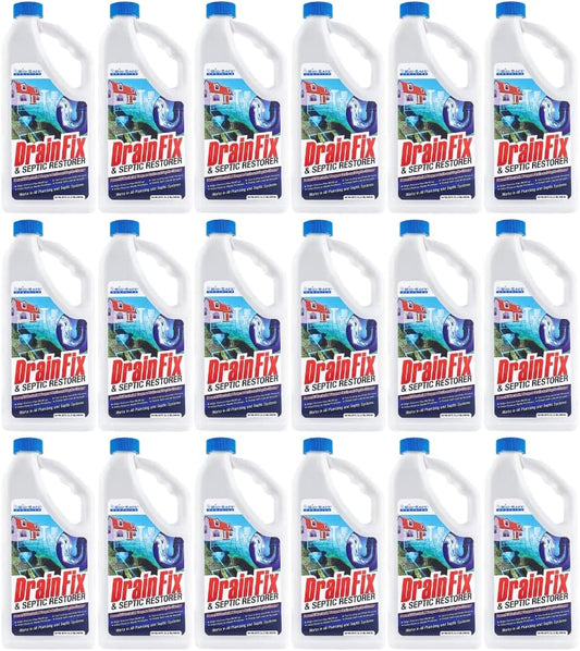 DrainFix & Septic Restorer – 32 oz Enzyme Septic Tank Treatment & Drainfield Restoration – Organic Drain Cleaner for Sewer Lines, RV & Home Plumbing – Safe for Pipes & Septic Systems