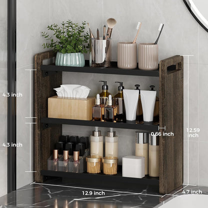 Bathroom Counter Organizer,Bathroom Counter Shelf,Bathroom Organizers,Under Sink Organizer,Cologne Organizer For Men,Colognes Stand,Cologne Cabinet,Vanity Shelf(Black 2 Tier)