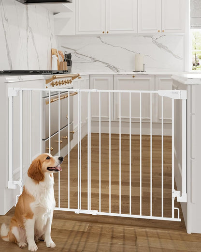 Cumbor 29.2–43" Baby Gate for Stairs, Hardware Mounted (Drill Required), Expandable No Bottom Bar Dog Gate, Auto Close Extra Wide Walk Thru, Pet & Toddler Proof Gate, Top & Bottom of Stairways (White)