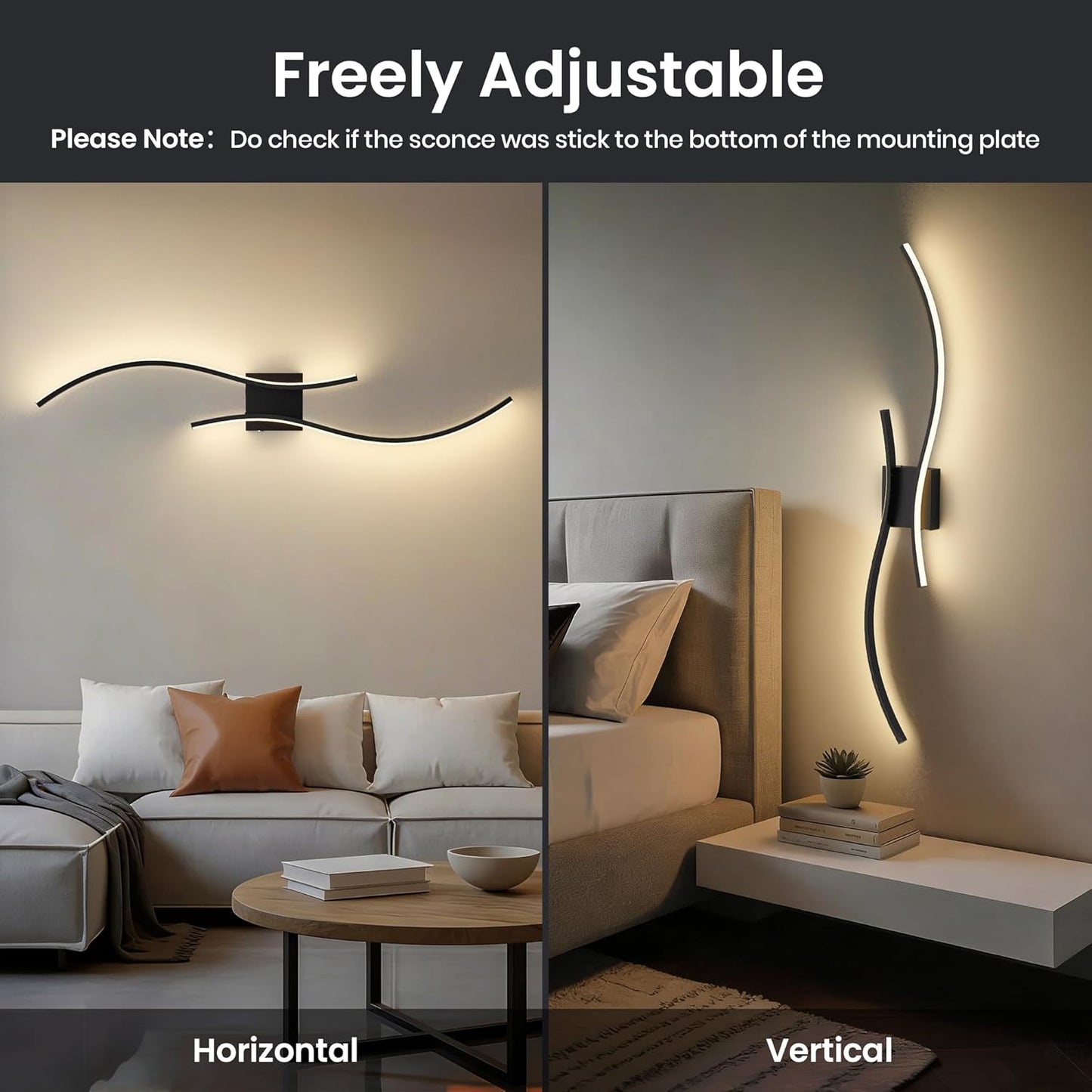 Battery Operated Wall Sconces Set of Two, 10000mAh Rechargeable Modern Wall Lights with Remote Control, Dimmable Gold LED Cordless Lighting for Living Room, Bedroom, Hallway, 39.4 Inch, 3CCT