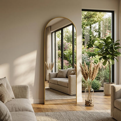 59"x16" Floor Mirror Full Length, Arched Full Length Mirror with Stand, Full Body Mirrors for Bedroom Living Room or Cloakroom Gold