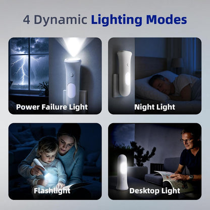 ROSSEX 4 in 1 Emergency Lights for Home Power Failure, 4 Pcs Rechargeable LED Flashlight Plug in Wall, Automatic Turn-On Power Outage Night Light Flashlight for Hurricane Preparedness Items
