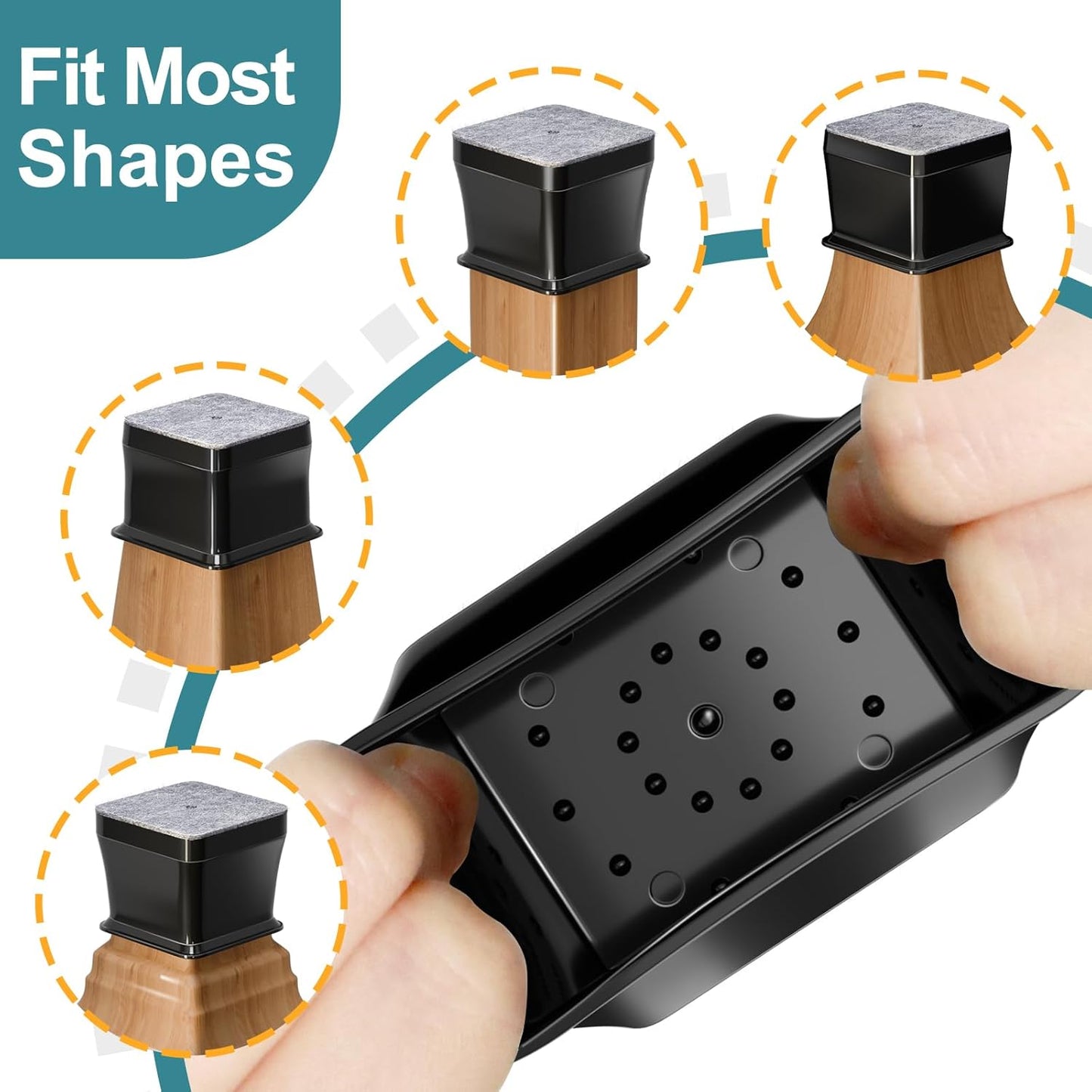Ansible 24 Pcs Chair Leg Floor Protectors Square, Silicone Felt Furniture Leg Pads Caps Covers for Hardwood Floors (Fit:1-1/16" to 1-5/8")