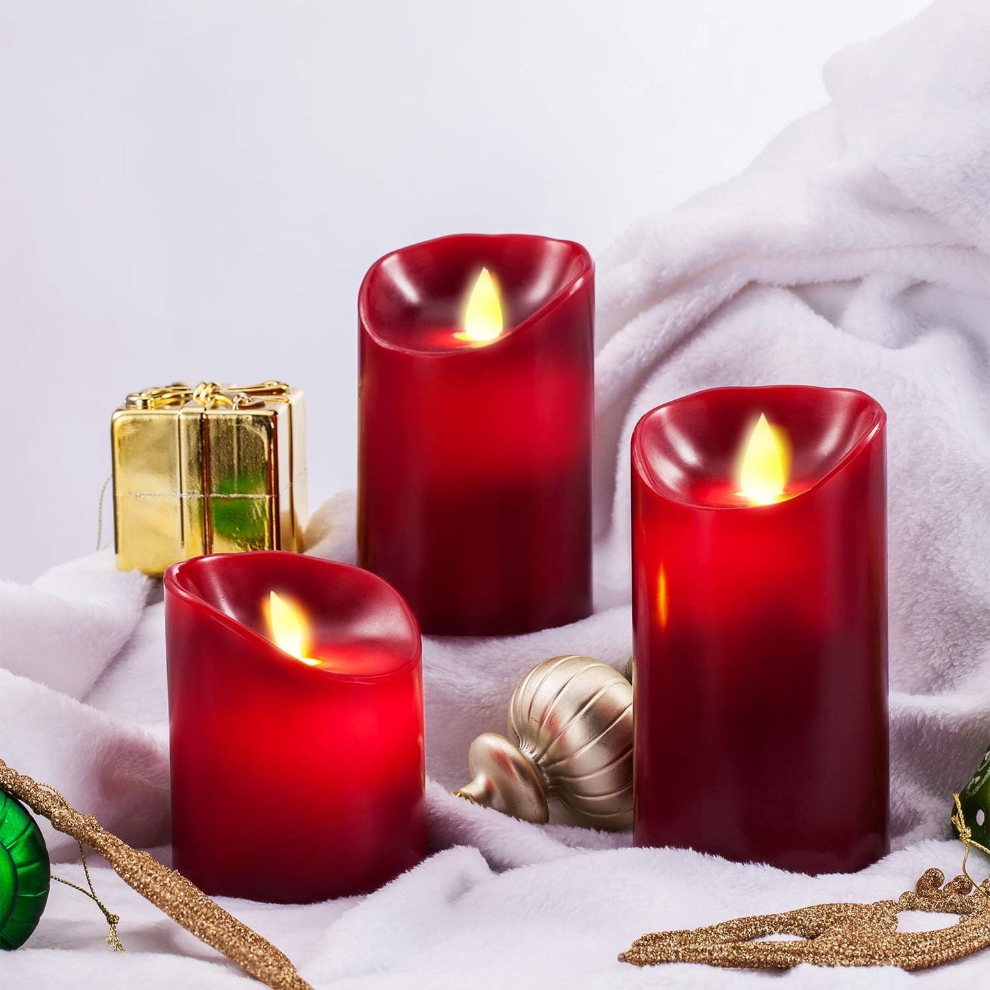 Enpornk Flameless Candles, Flickering Moving Flame LED Candles Set of 5 (Size: D: 3" x H: 4"/4"/4"/6"/6") Pillar Realistic Real Wax Battery Operated Candles with Remote Control 2 4 6 8 Hours Timer