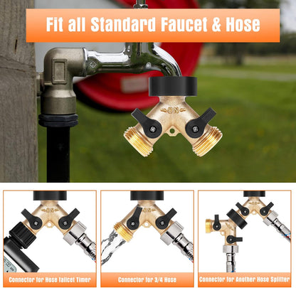 Garden Hose Splitter 2 Way Heavy Duty Brass Connector Tap Y Splitter (2WAY x)