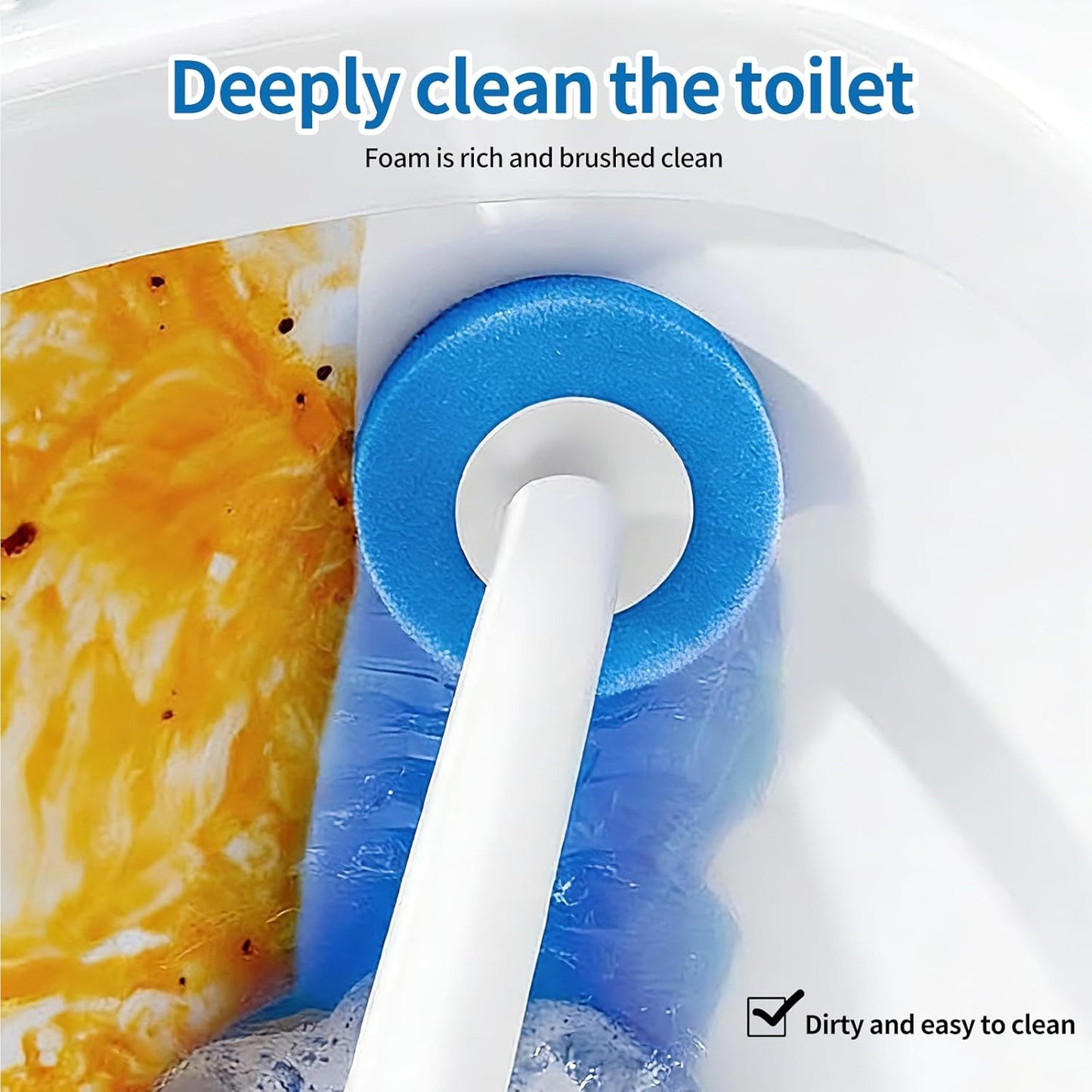 SOPAMI 32pcs Disposable Toilet Brush Refills,3-Layer Pre-Loaded Rich Foam | Toilet Bowl Wand Refills Pre-Loaded with Cleaner Toilet and Bathroom Cleaning Supplies Sponge Replacement (Blue)