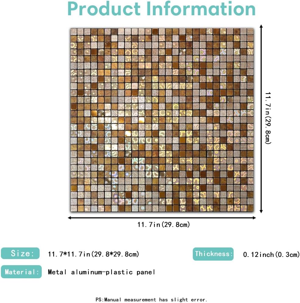 10 Sheets Peel and Stick Backsplash, Waterproof Mosaic Tile Self-Adhesive - Easy Cut to Size for Kitchen, Bathroom, Fireplace DIY Installation (10, Green+Blue Brushed)