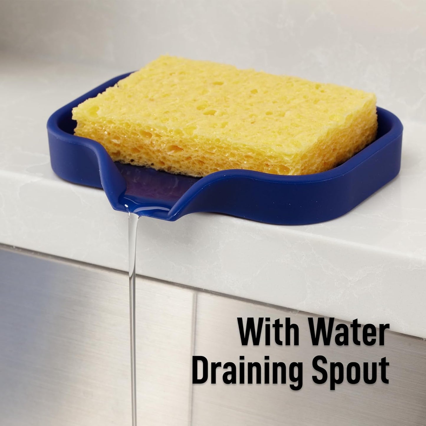 Zulay Kitchen (9x3.5in) Sponge Holder for Kitchen Sink - Flexible Heavy-Duty Multipurpose Sink Caddy - Counter Organizer for Kitchen, Bathroom, Makeup, Trinkets & More! (Grey)