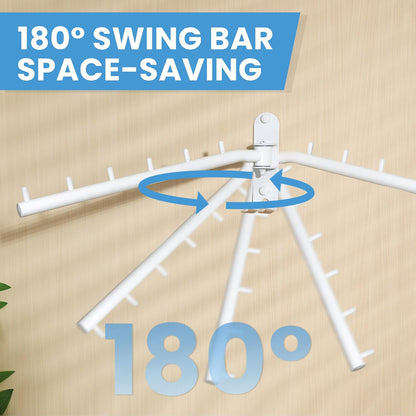 Mooche Swing Clothes Hanger Rack, Garment Racks Folding Clothes Bar Wall Mounted, 180°Rotation Laundry Drying Rack 304 Stainless Steel Space Saving for Laundry Room Bedroom Balcony, 9.45" Long