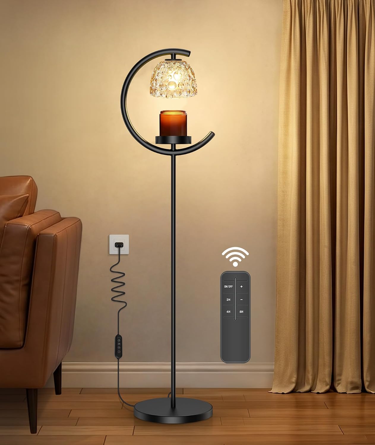 seenlast Candle Warmer Floor Lamp with Timer and Dimmer | Standing Electric Wax Melt Warmer for Home Decor, Living Room & Bedroom | Birthday Gifts for Women, Mom & Girlfriend