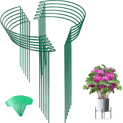 12 Pack 16 Inch Metal Plant Support Stakes for Outdoor Plants and Flowers | Peony cages and supports, Flower stakes, Includes 15 Pcs twist ties, Sturdy, Rust-proof, Easy to install, Durable