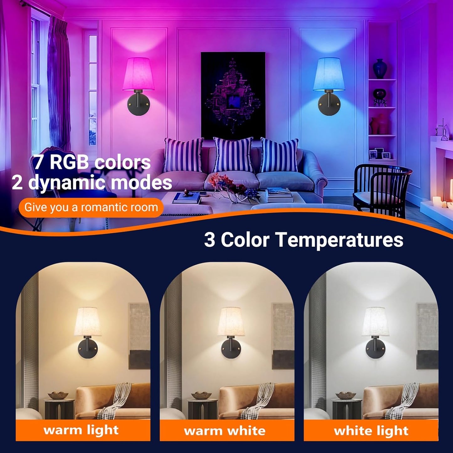 Wall Sconce Battery Operated Wall Light Fixure with Remote Control, Dimmable Battery Operated Wall Sconces Set Of Two, Indoor Wireless Wall Mounted Lamp with Rechargable Bulb For Bedroom Living Room (