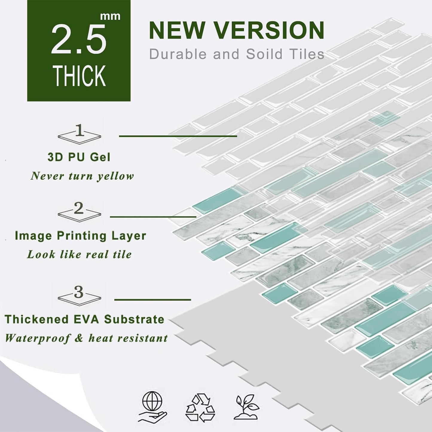 STICKGOO Thicker Design Peel and Stick, Self Adhesive Stick On Tile Backsplash for Kitchen and Bathroom, Beige & White, 12”×12”, 10 Sheets