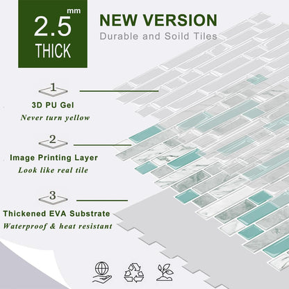 STICKGOO Thicker Design Peel and Stick, Self Adhesive Stick On Tile Backsplash for Kitchen and Bathroom, Beige & White, 12”×12”, 10 Sheets
