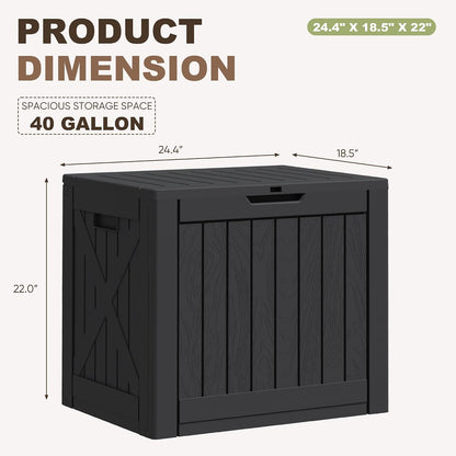 Greesum 31 Gallon Resin Deck Box All Weather Outdoor Storage Boxes for Patio Furniture Set,Outdoor Toys,Garden Tools,Black