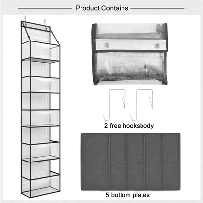 Fixwal 5-Shelf Over The Door Hanging Pantry Organizer, Room Organizer with Clear Plastic Pockets, 25lb Ultra Sturdy & Large Capacity for Closet, Bedroom, Nursery, Bathroom and Sundries