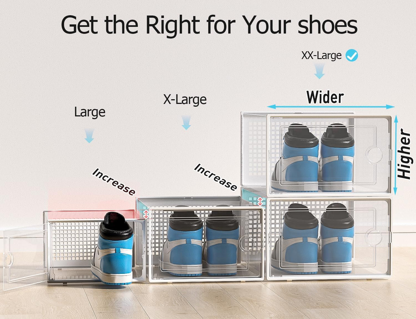 Kuject X-Large Shoe Storage Boxes Organizers for Closet 12 Pack, Fit Size 11,Clear Plastic Stackable Sneaker Containers for Entryway, Space Saving Shoe Rack, Brown