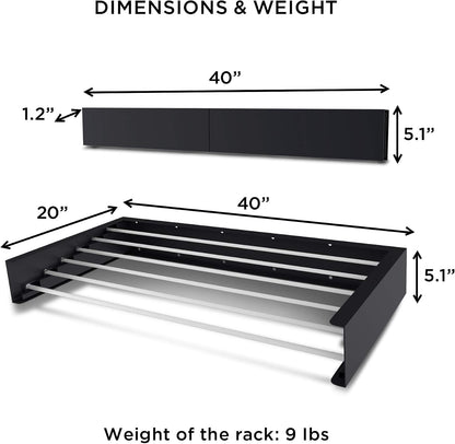 Step Up Laundry Drying Rack (28-INCH White), Wall Mounted, Retractable Clothes Drying Rack, 40lbs Capacity, 11.6 Linear Ft, with Wall Template and Long Screwdriver Bit