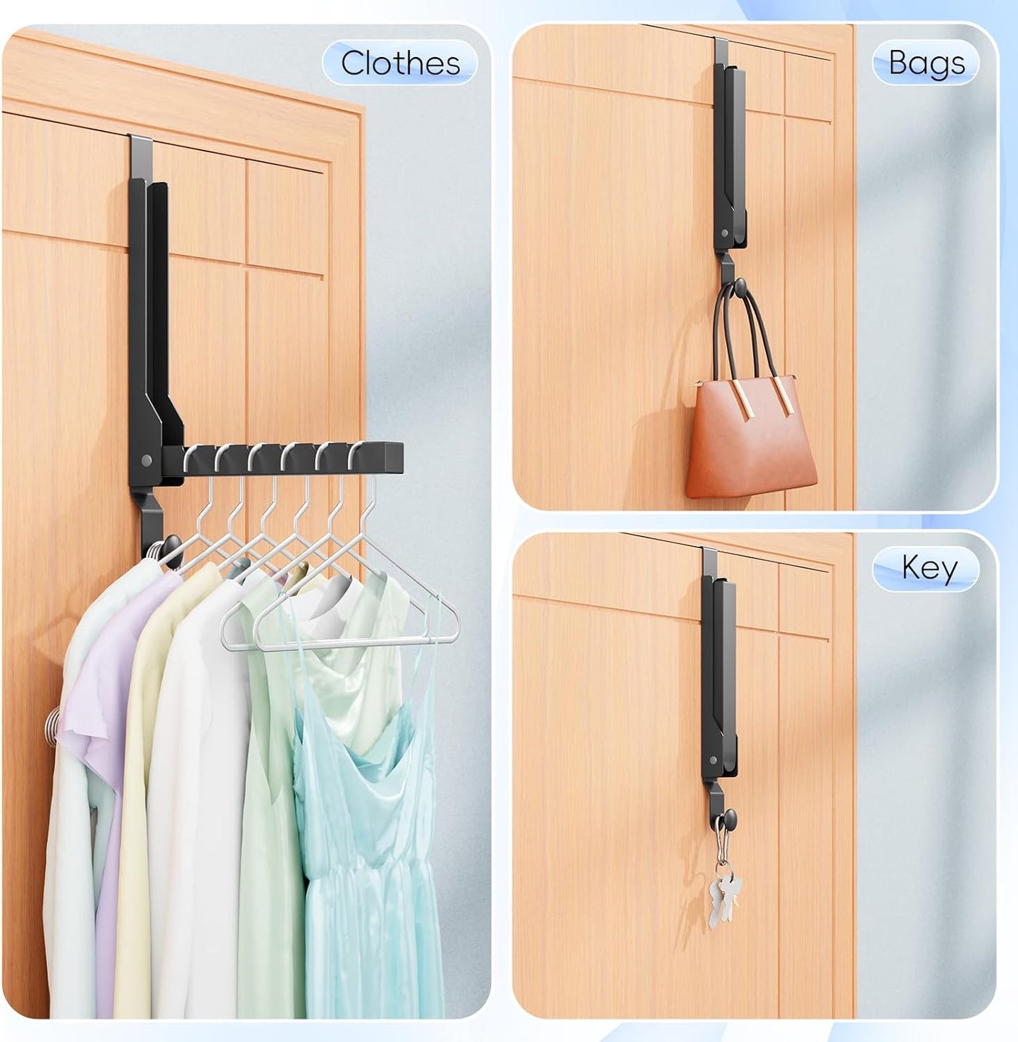2 Pack Over The Door Hanger Folding Clothes Drying Rack, Folding Hanging Coat Rack for Indoor Laundry Room Compact Small Space Foldable Portable Clothing Hanger Hook Collapsible (Wihte-2(Upgraded))